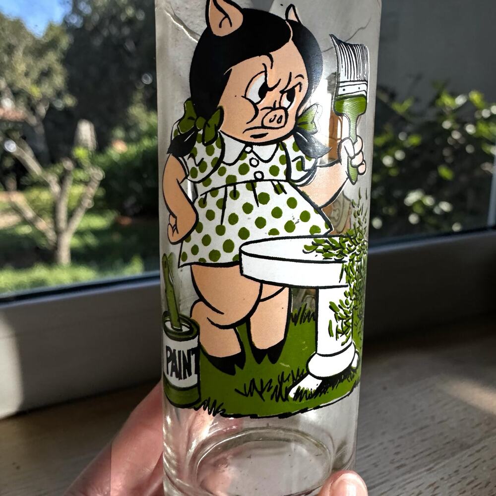 Vintage 1976 Pepsi Collector Series Porky Pig Petunia Pig Glass Tumbler